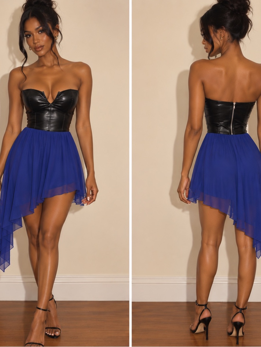 Windsor Black & Blue High Low Dress